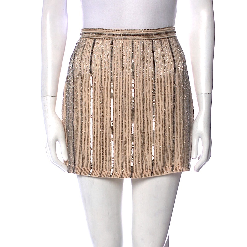 AS By DF Luxury Mid-Rise Giada Beaded A-Line Mini Skirt